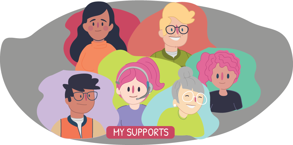 Group of support people including counsellor, doctor, teacher, parent